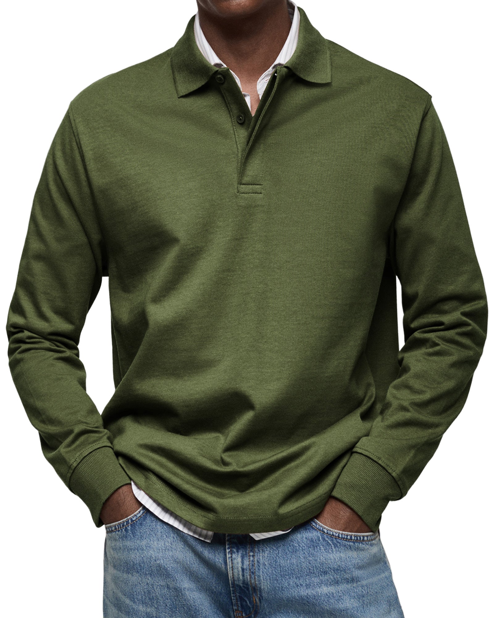 Isaac Men's Cotton Long Sleeve Polo Shirt 9