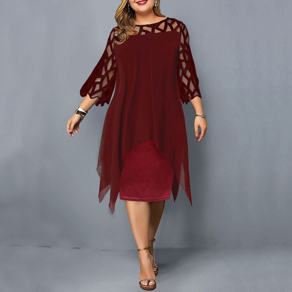 Lace Cocktail Dress - Red Wine