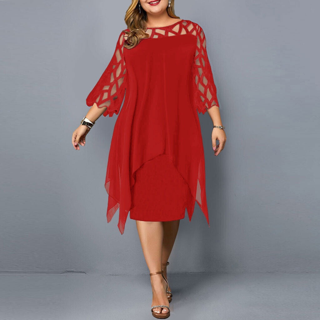 Lace Cocktail Dress - Red