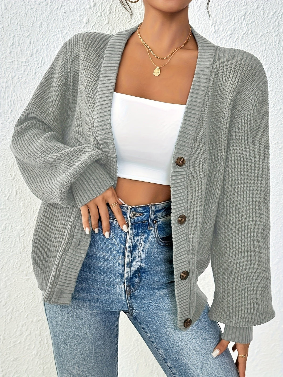 Women's Cropped Ribbed Cardigan