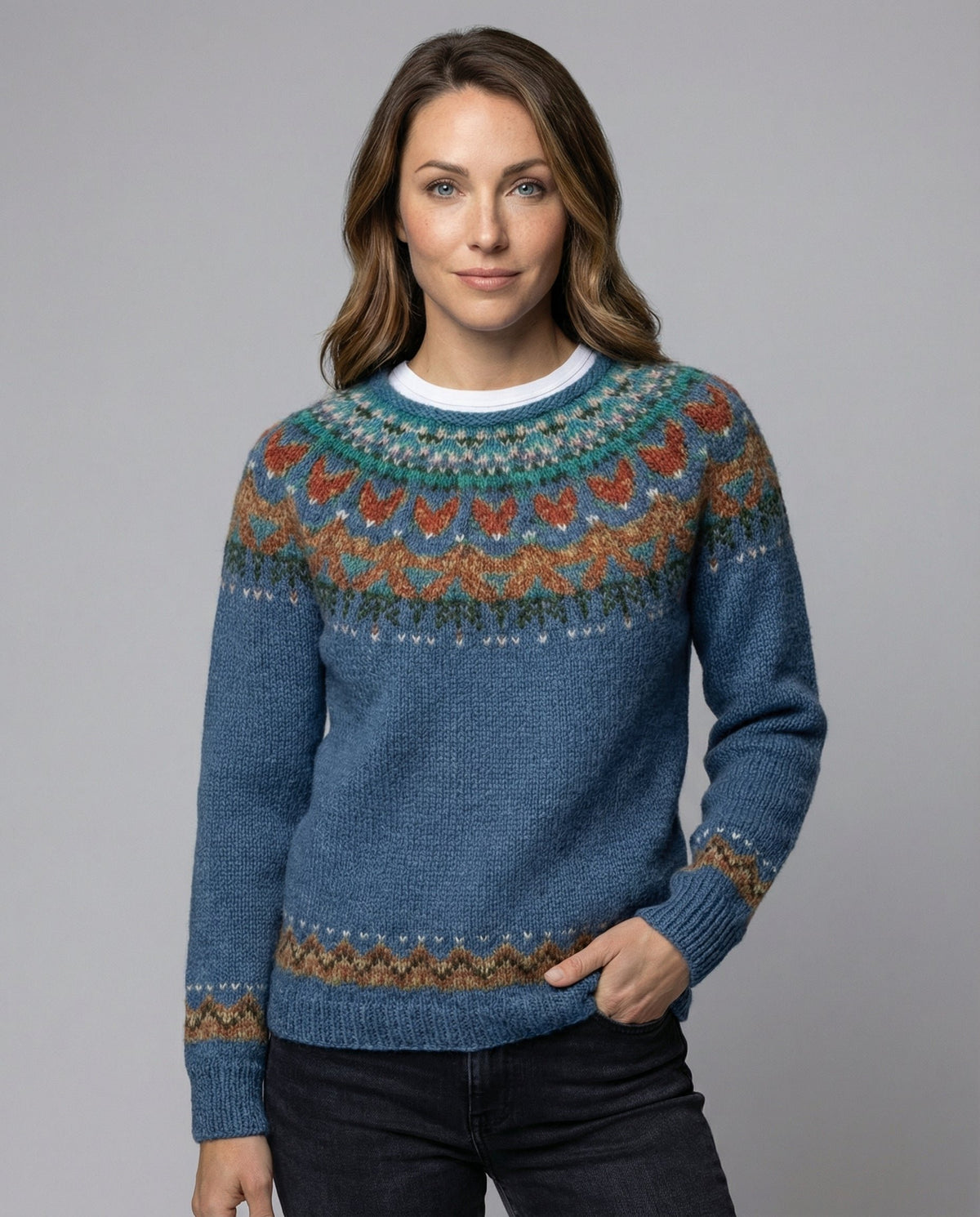 Women's Fair Isle Crewneck Sweater - Blue