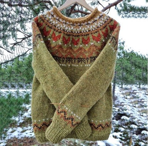 Women's Fair Isle Crewneck Sweater - Green