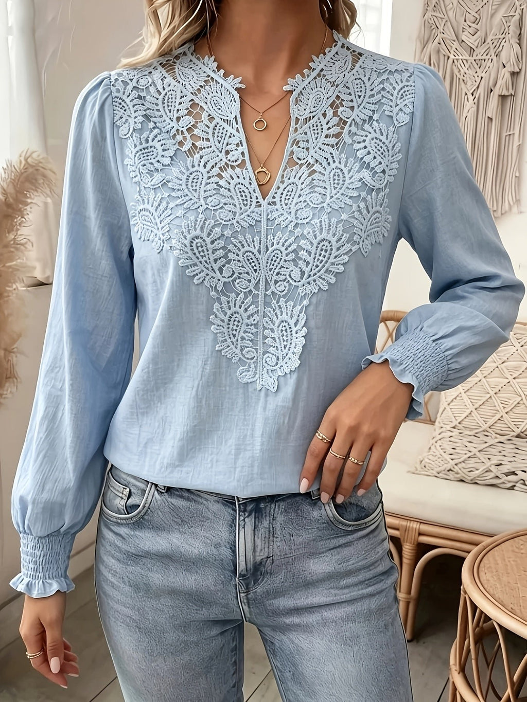 Women's Floral V-Neck Blouse