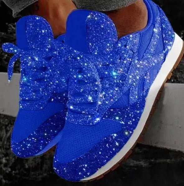 Women's Glitter Lace-Up Sneakers - Blue