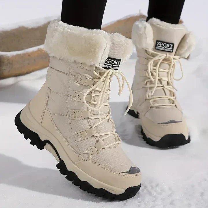 Women's Mid-Calf Snow Boots - Beige
