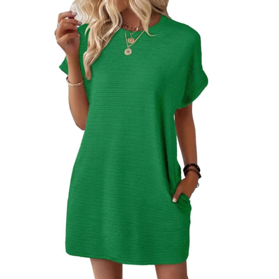 Short Sleeve T Shirt Dress - Green