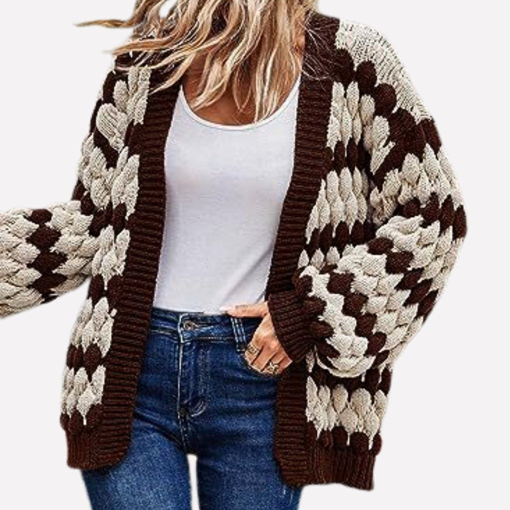 Women's Oversized Knit Cardigan - Coffee