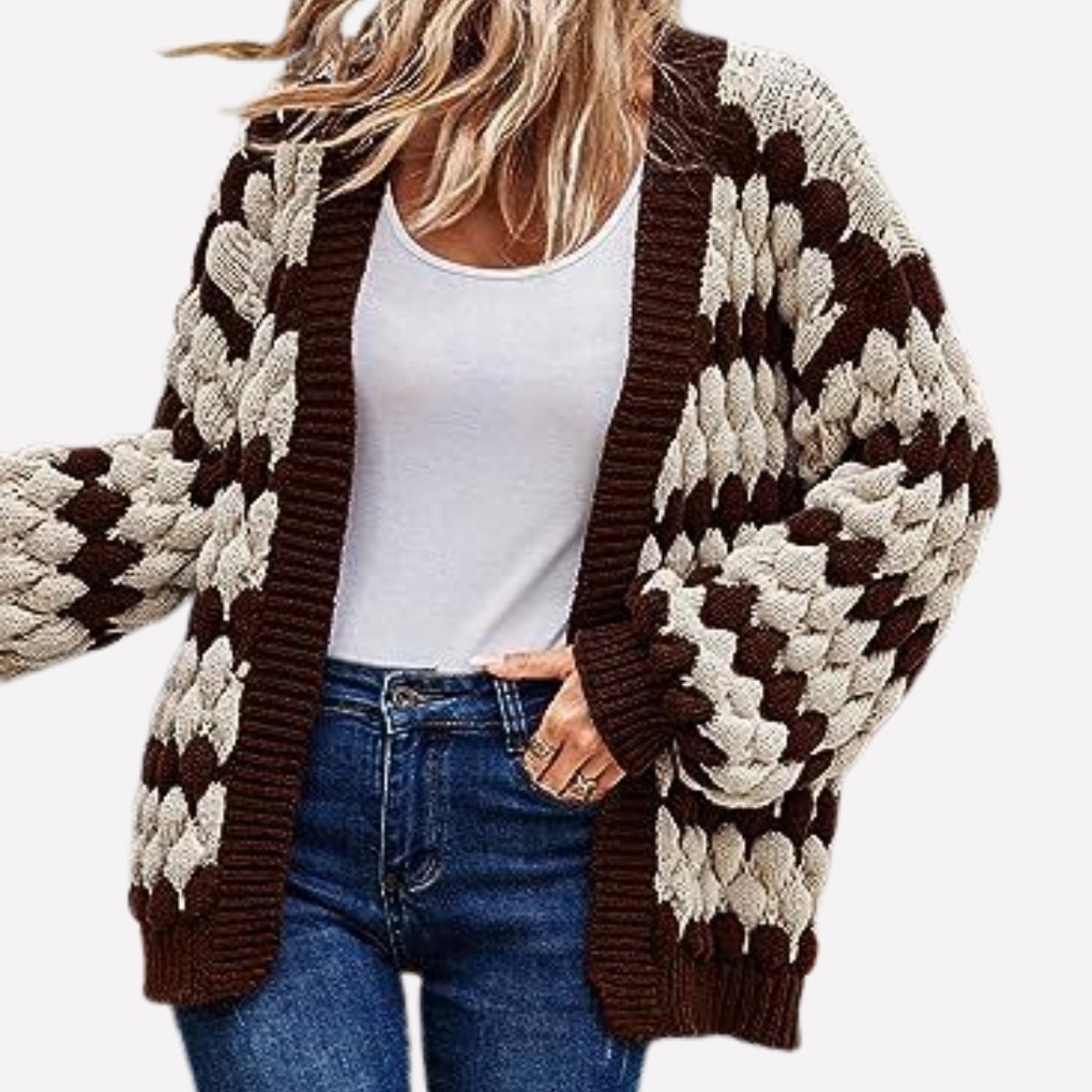 Women's Oversized Knit Cardigan - Coffee