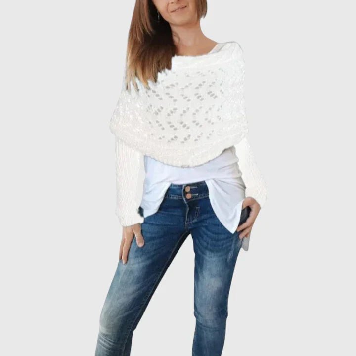 Women's Oversized Knit Wrap Shrug - White