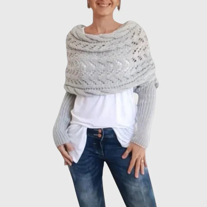 Women's Oversized Knit Wrap Shrug - Light Gray