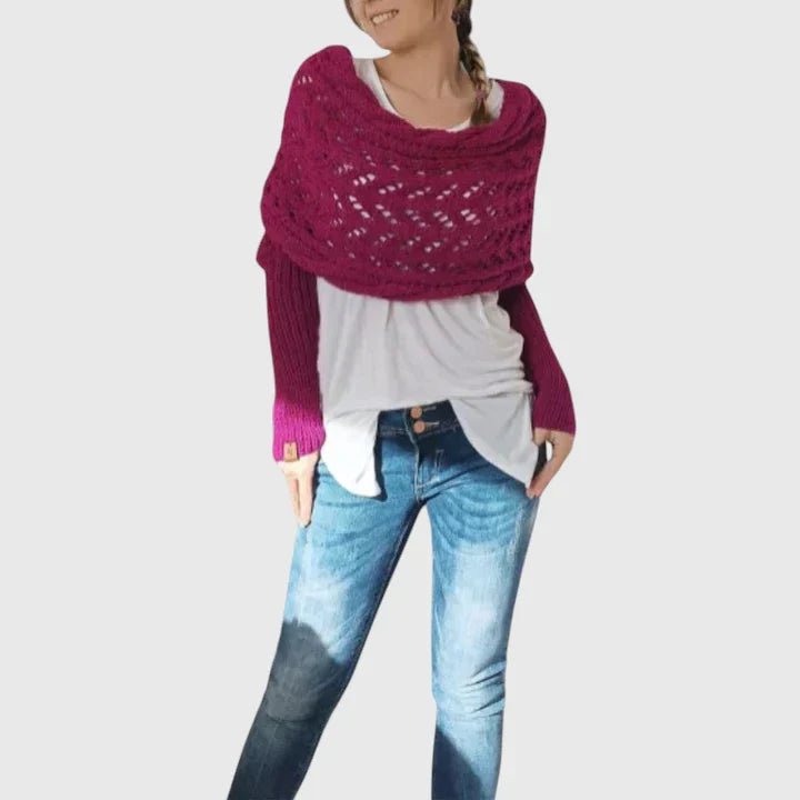 Women's Oversized Knit Wrap Shrug - Light Pink