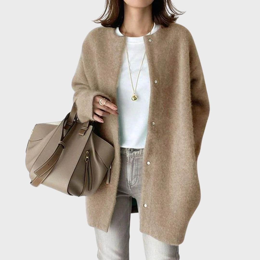 Women's Oversized Wool Cardigan - Khaki