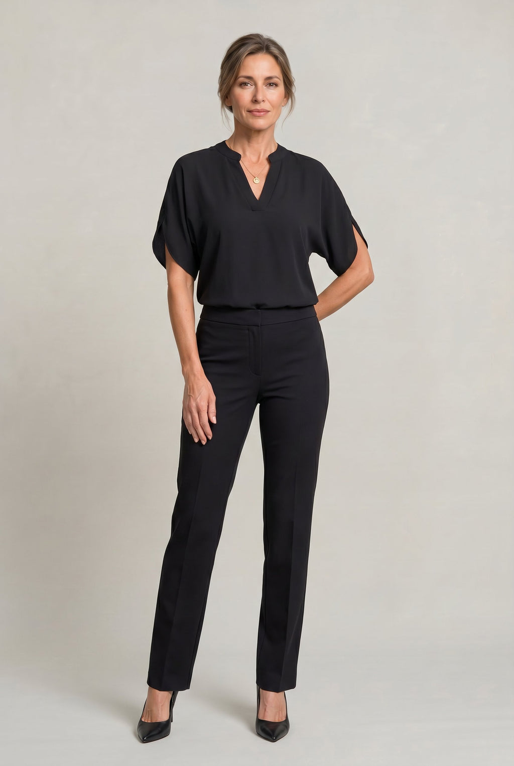 Women's Work Satin V-Neck Blouse