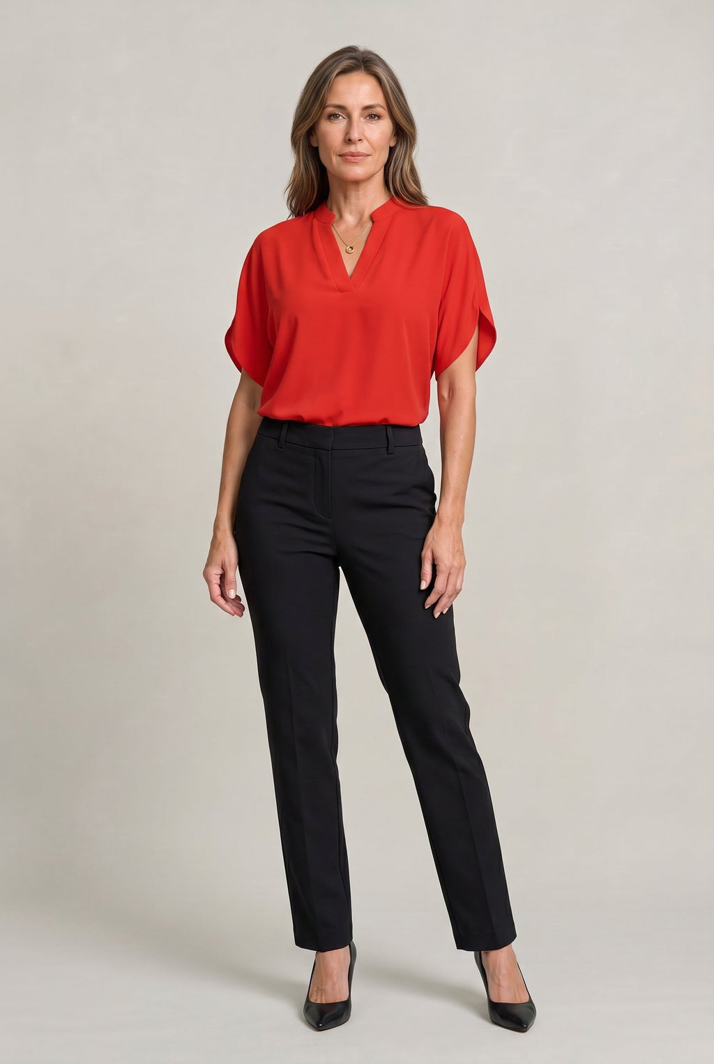 Women's Work Satin V-Neck Blouse