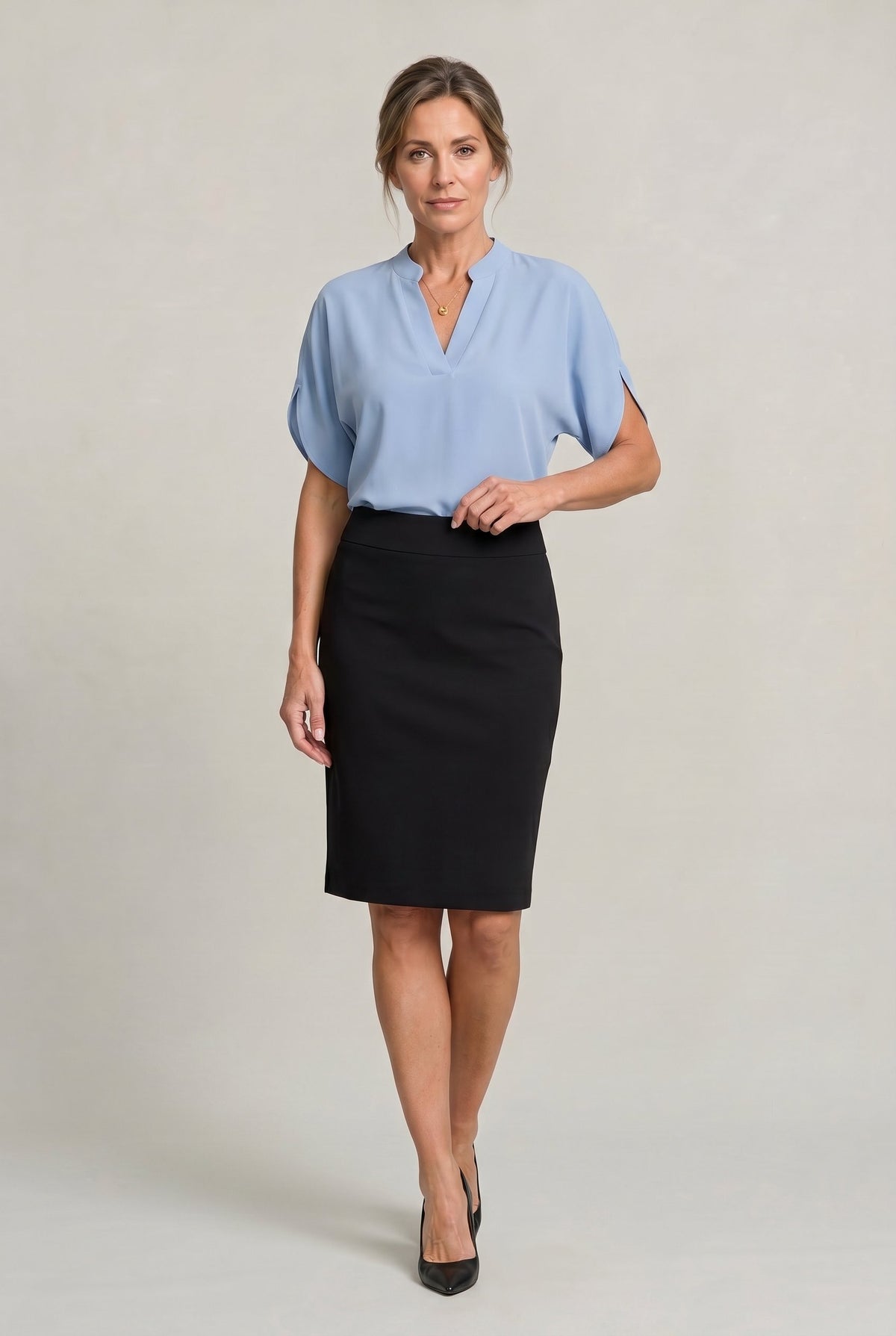 Women's Work Satin V-Neck Blouse