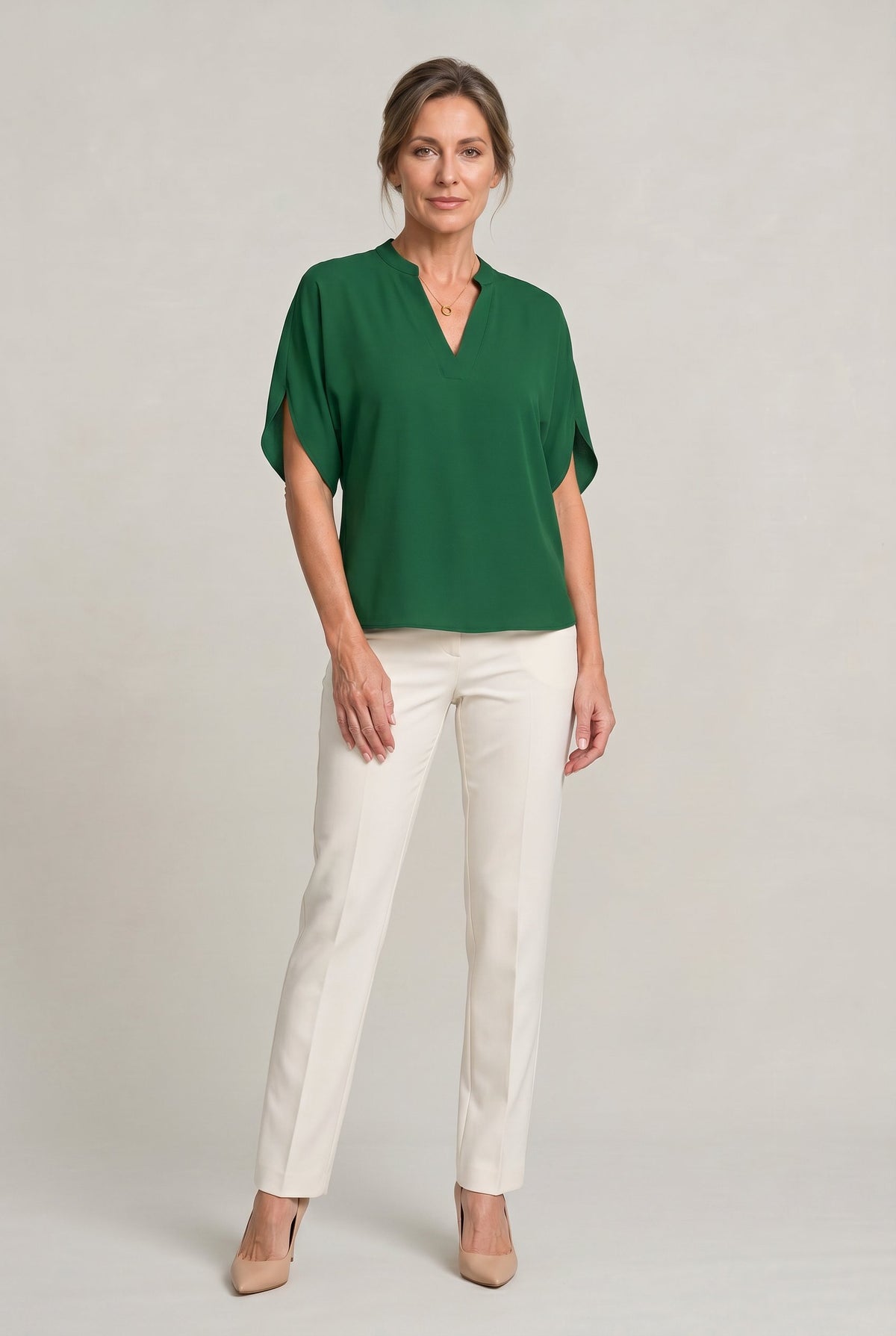 Women's Work Satin V-Neck Blouse