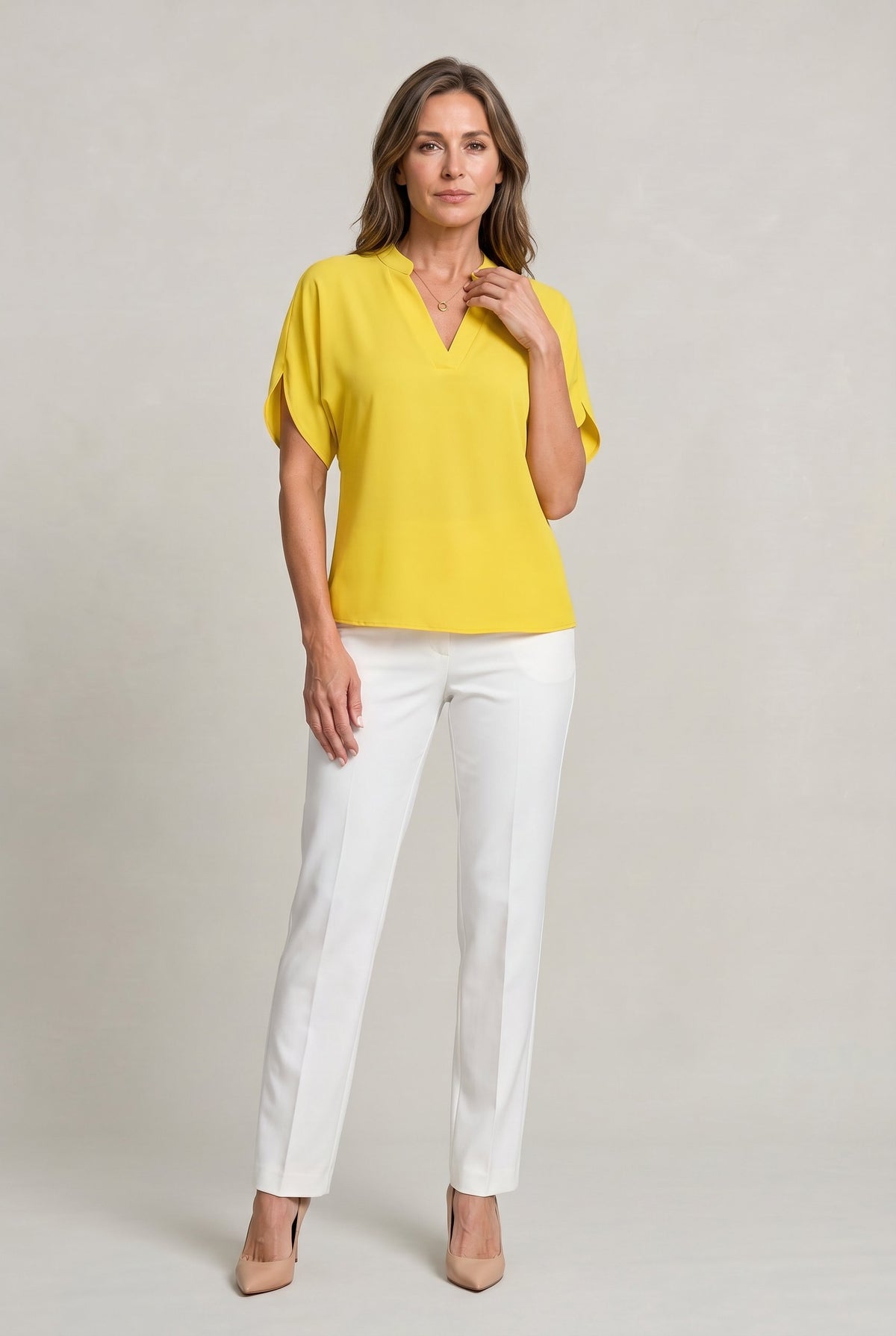 Women's Work Satin V-Neck Blouse