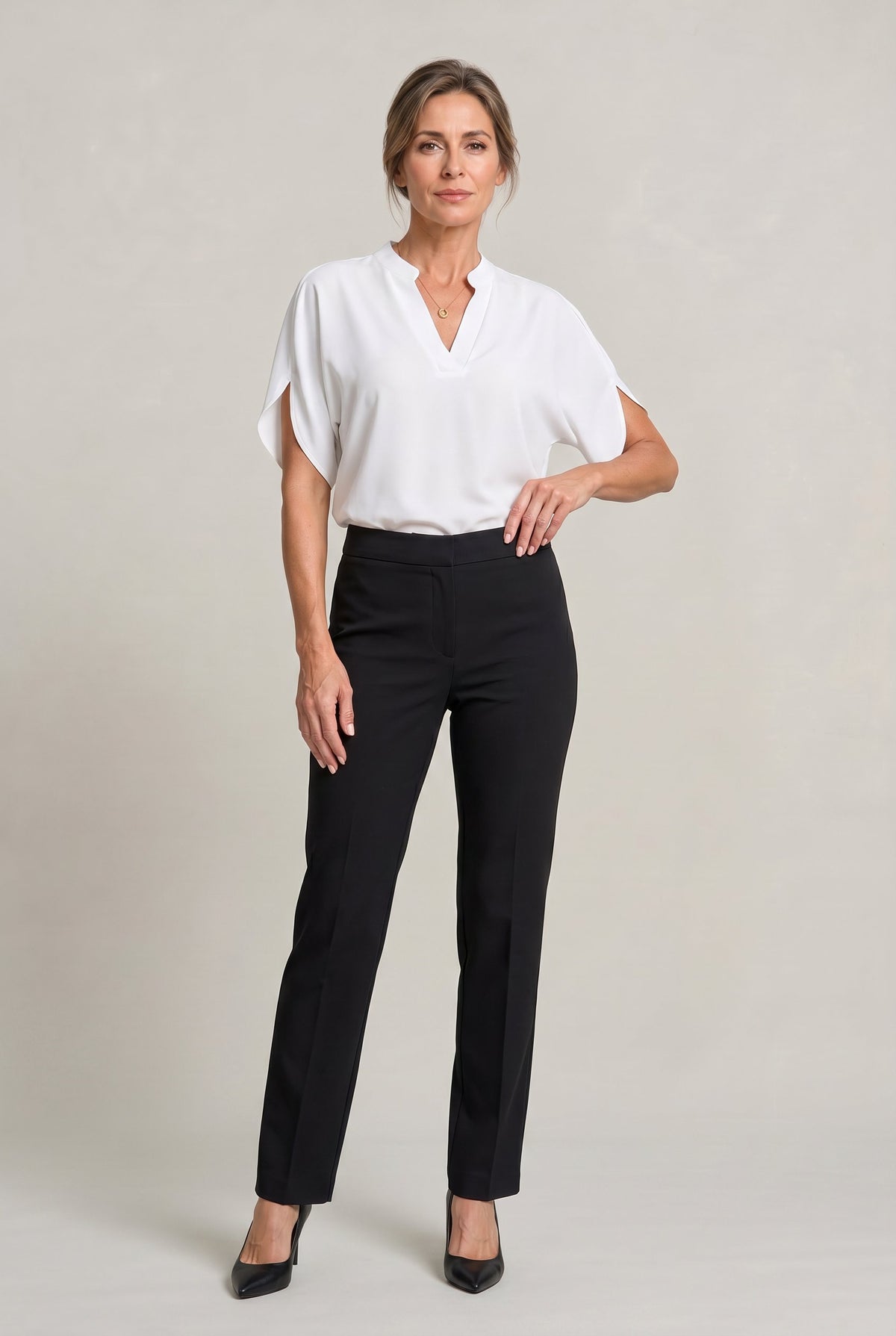 Women's Work Satin V-Neck Blouse