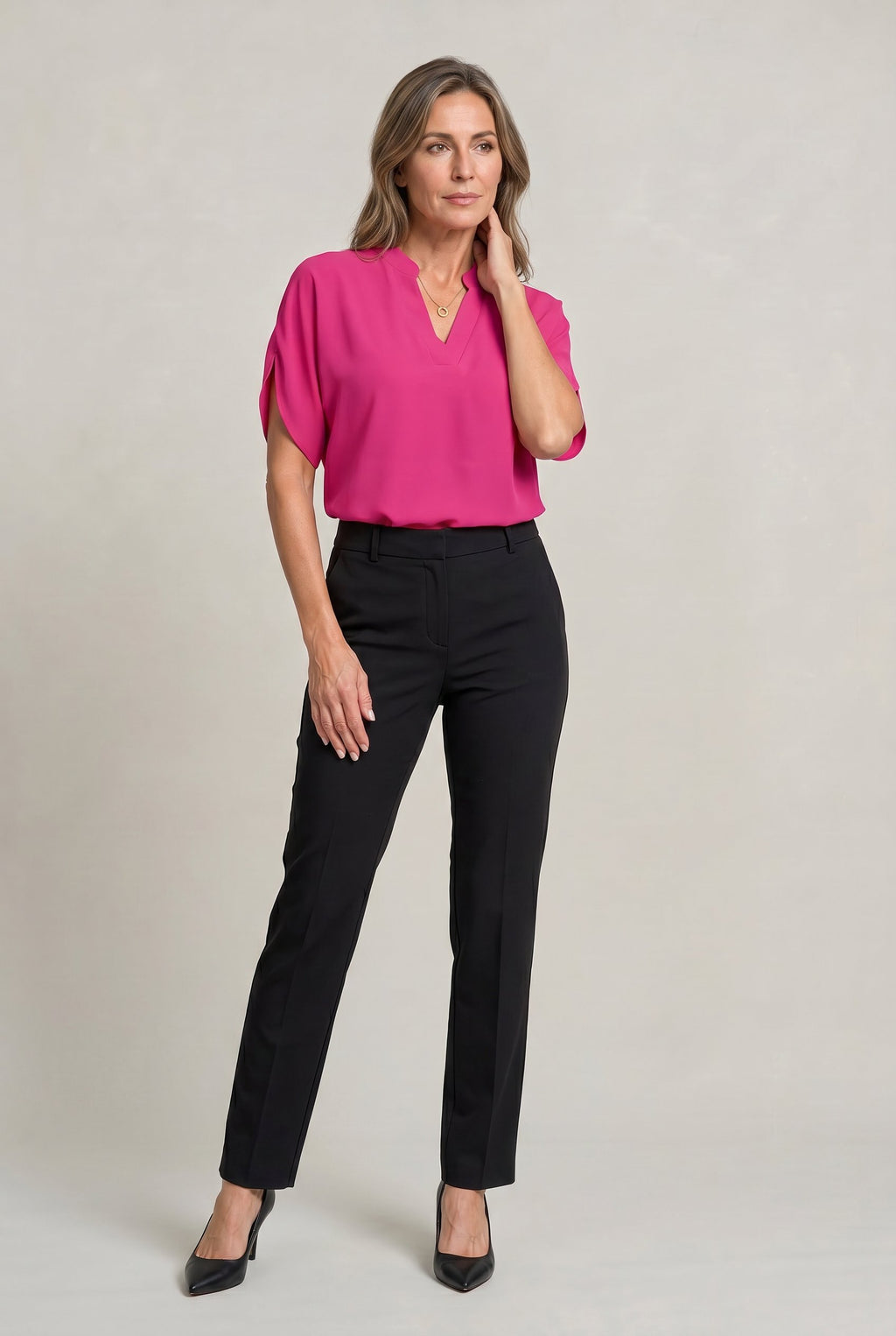 Women's Work Satin V-Neck Blouse