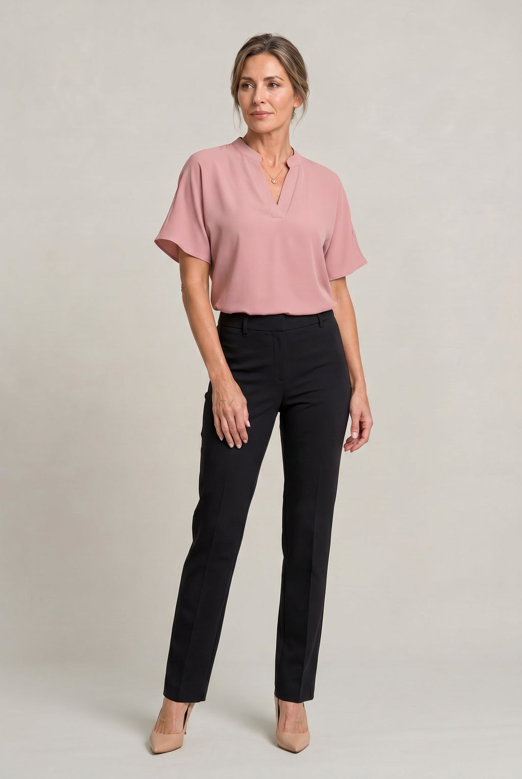 Women's Work Satin V-Neck Blouse