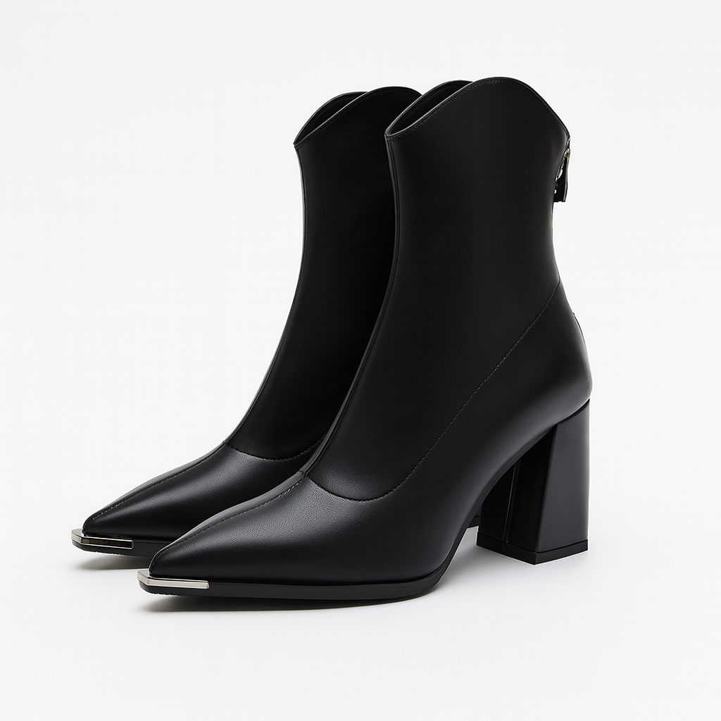 Isla Women's Leather Block Heel Ankle Boots 1