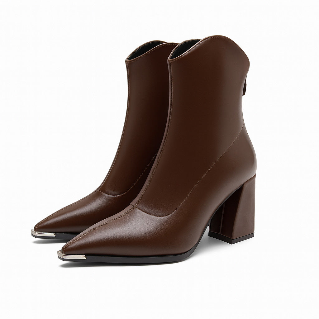 Isla Women's Leather Block Heel Ankle Boots 3