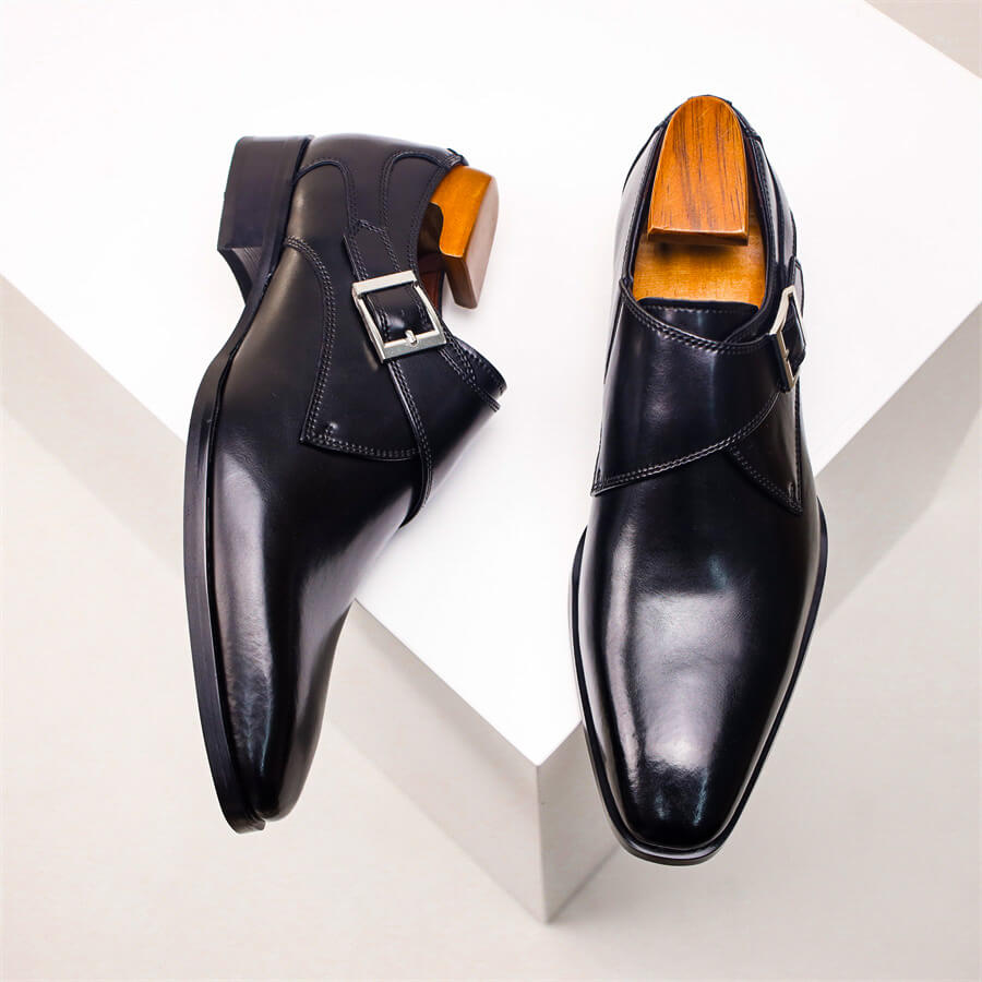Jasper Men's Leather Monk Strap Shoes 10