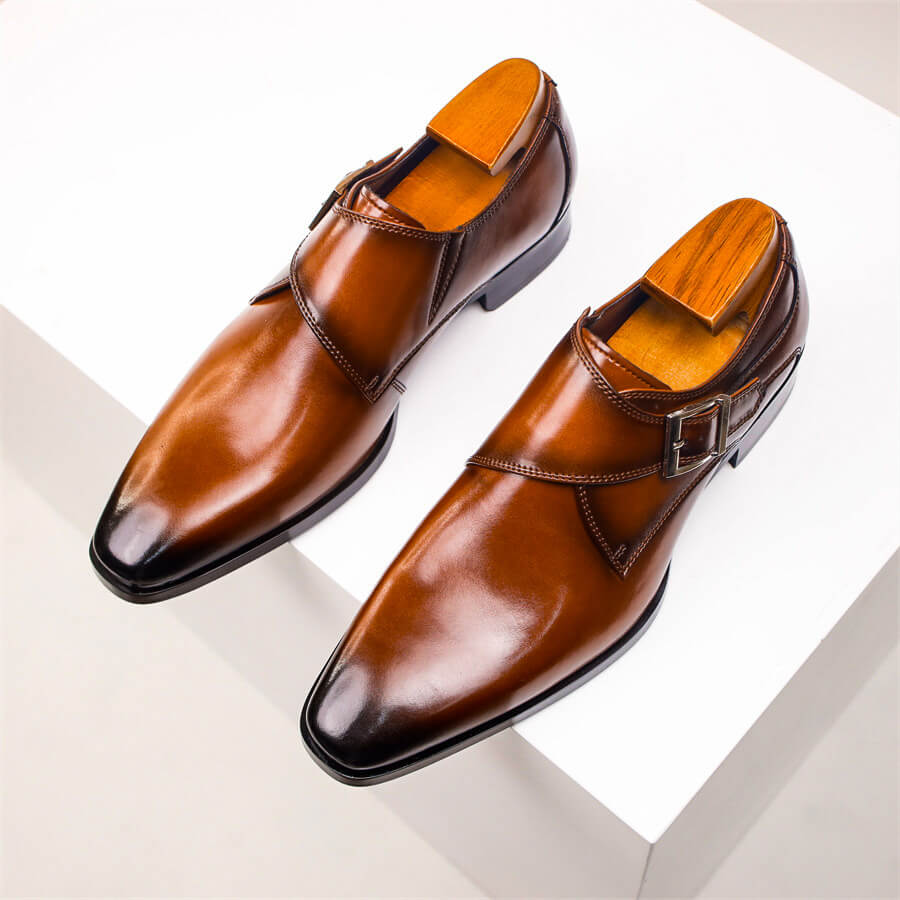 Jasper Men's Leather Monk Strap Shoes 13