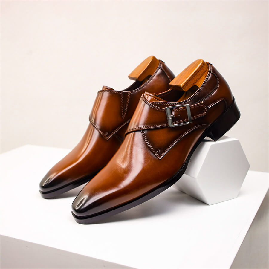 Jasper Men's Leather Monk Strap Shoes 3