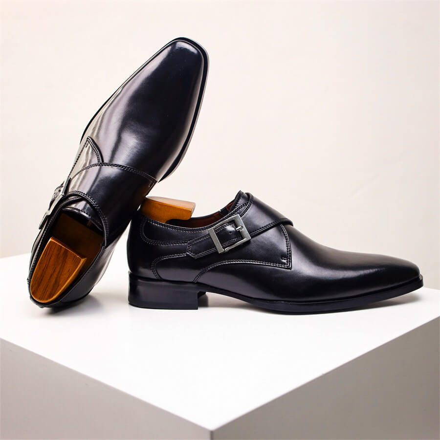 Jasper Men's Leather Monk Strap Shoes 6
