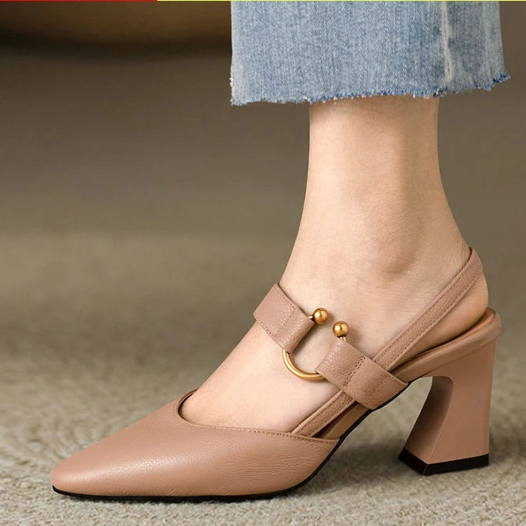 Jessica Women's Leather Block Heel Mules 4