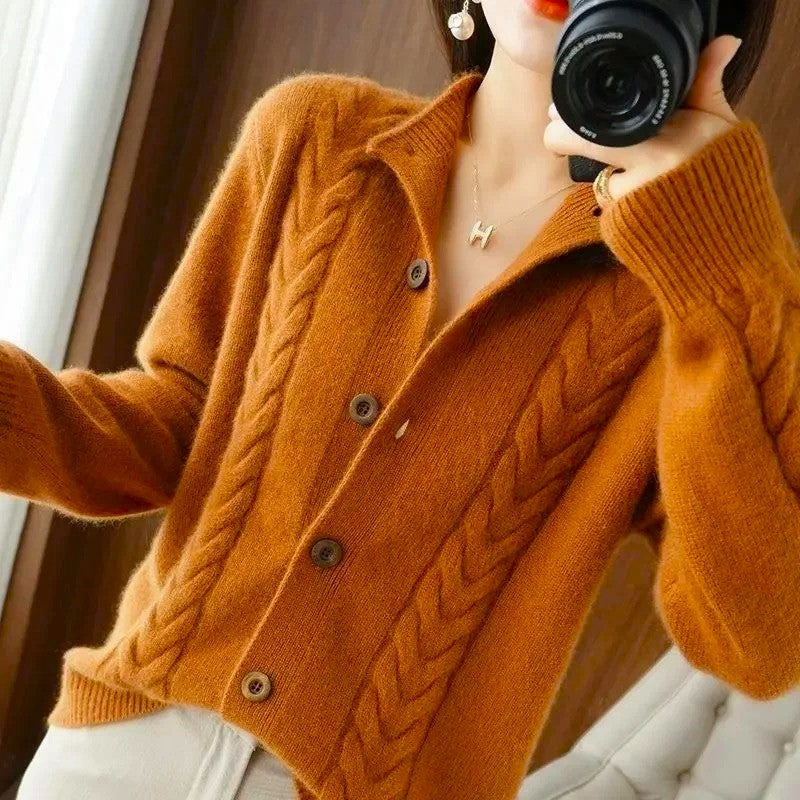 Josephine Women's Cable Knit Wool Cardigan 1