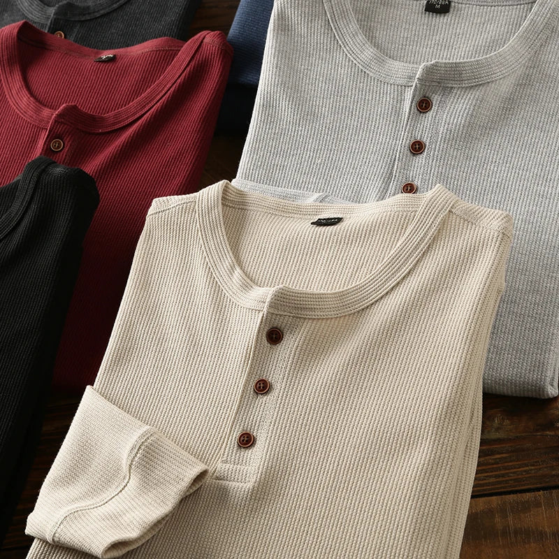 Julian Men's Ribbed Cotton Henley Shirt 11