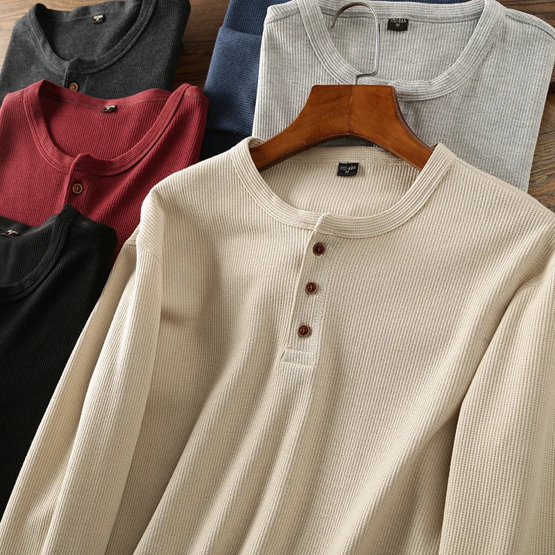 Julian Men's Ribbed Cotton Henley Shirt 12