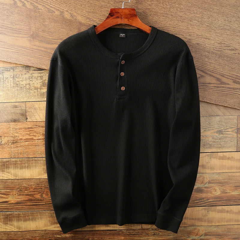 Julian Men's Ribbed Cotton Henley Shirt 6