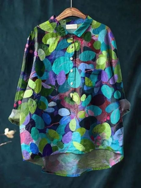 Katherine Women's Floral Cotton Long Sleeve Shirt 12