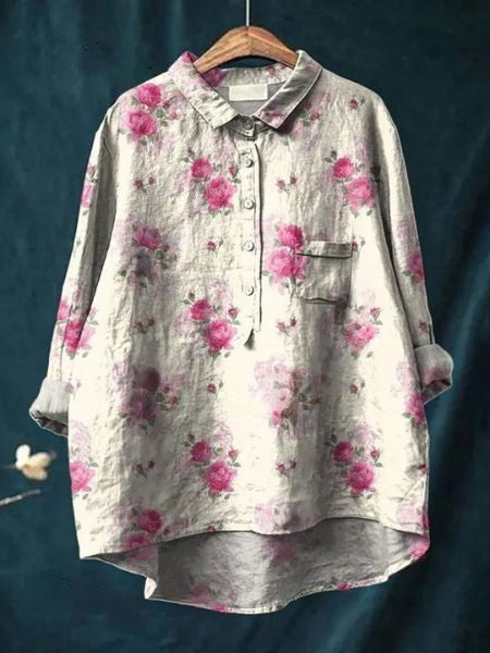 Katherine Women's Floral Cotton Long Sleeve Shirt 13