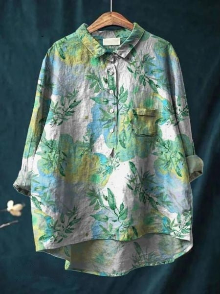 Katherine Women's Floral Cotton Long Sleeve Shirt 14