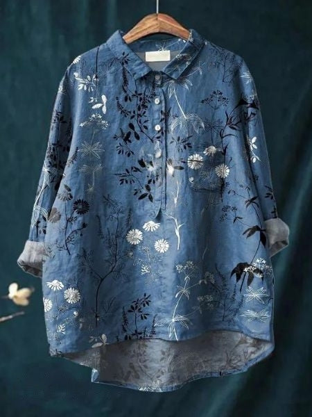 Katherine Women's Floral Cotton Long Sleeve Shirt 15