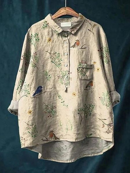 Katherine Women's Floral Cotton Long Sleeve Shirt 18