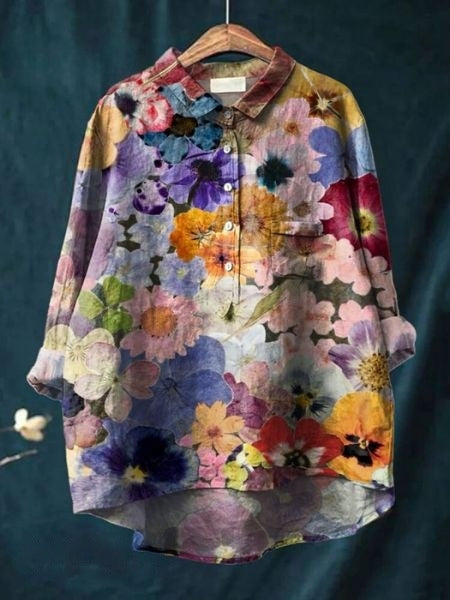 Katherine Women's Floral Cotton Long Sleeve Shirt 9
