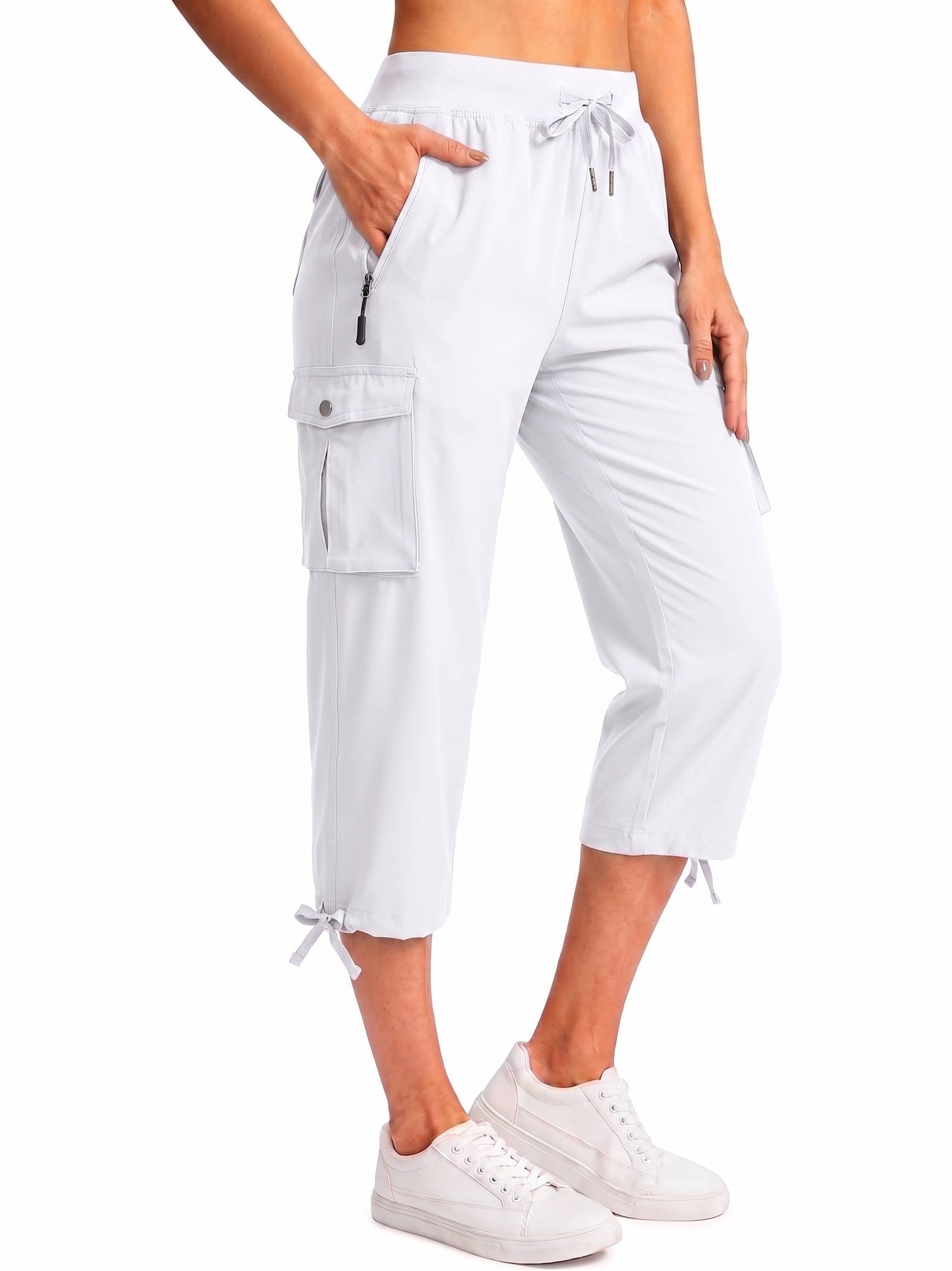 Women's Cargo Capri Pants - White