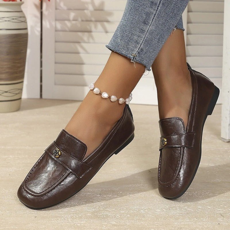Women's Faux Leather Penny Loafers - Brown