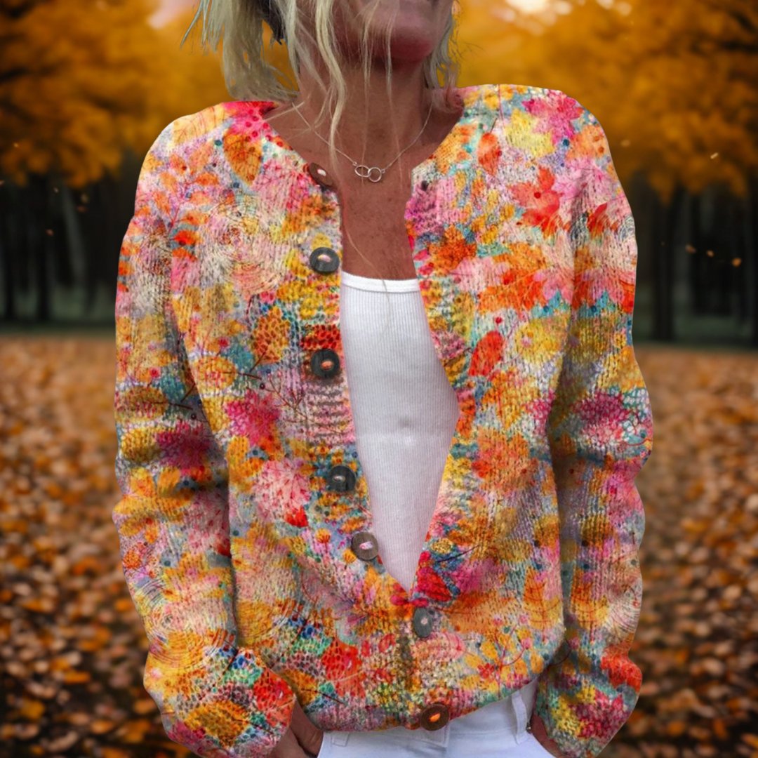 Women's Floral Knit Cardigan - MultiColor