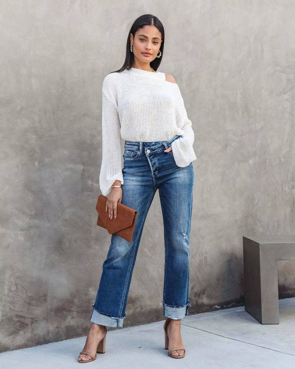 Women's High-Waisted Straight Jeans - L