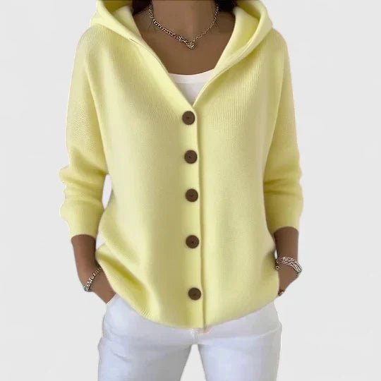 Women's Hooded Knit Cardigan - Yellow