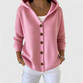 Women's Hooded Knit Cardigan - Pink