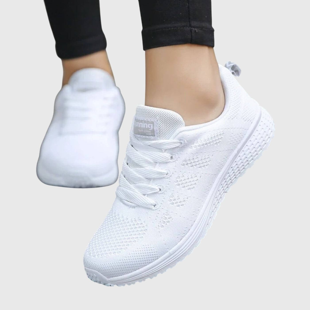 Women's Knit Running Sneakers - White