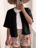 Women's Oversized Cropped Cardigan - Black
