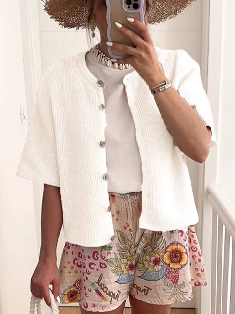Women's Oversized Cropped Cardigan - White